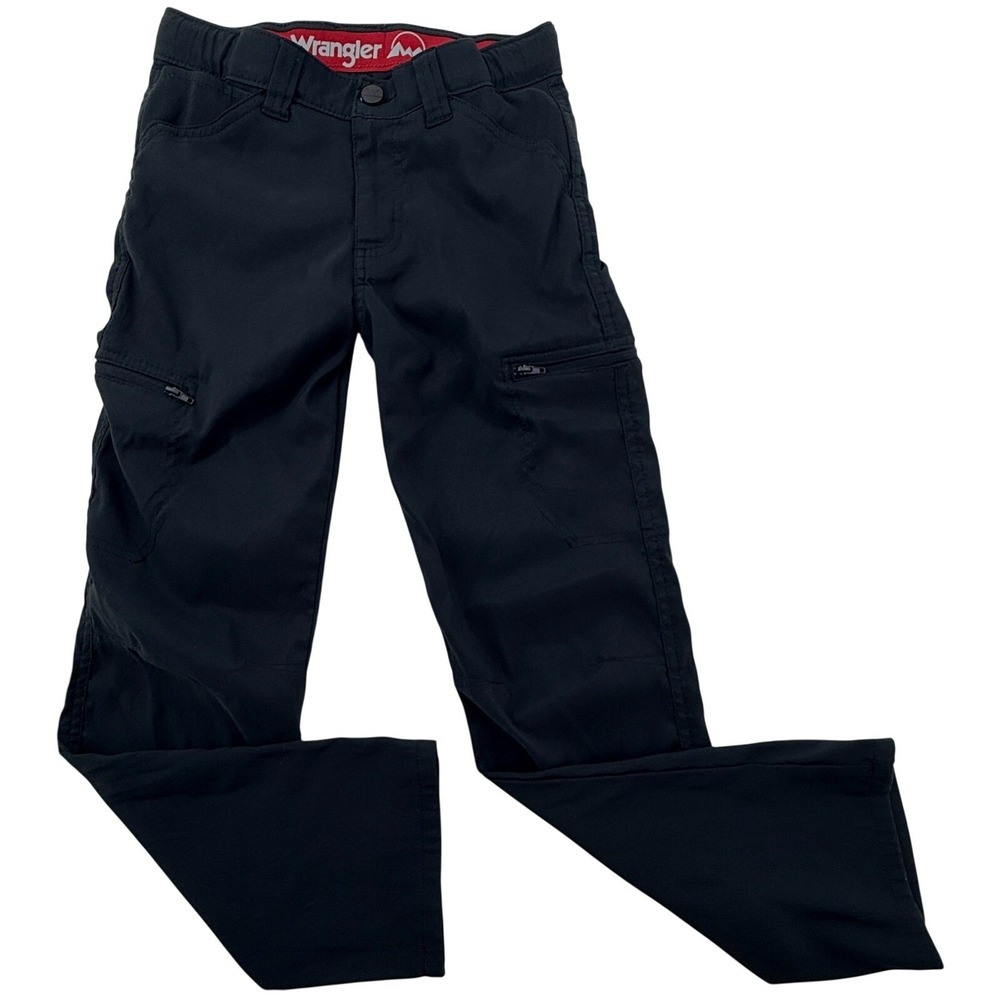 Wrangler Youth Outdoor Pants Black Hiking Stretch Zip Pocket Boys
